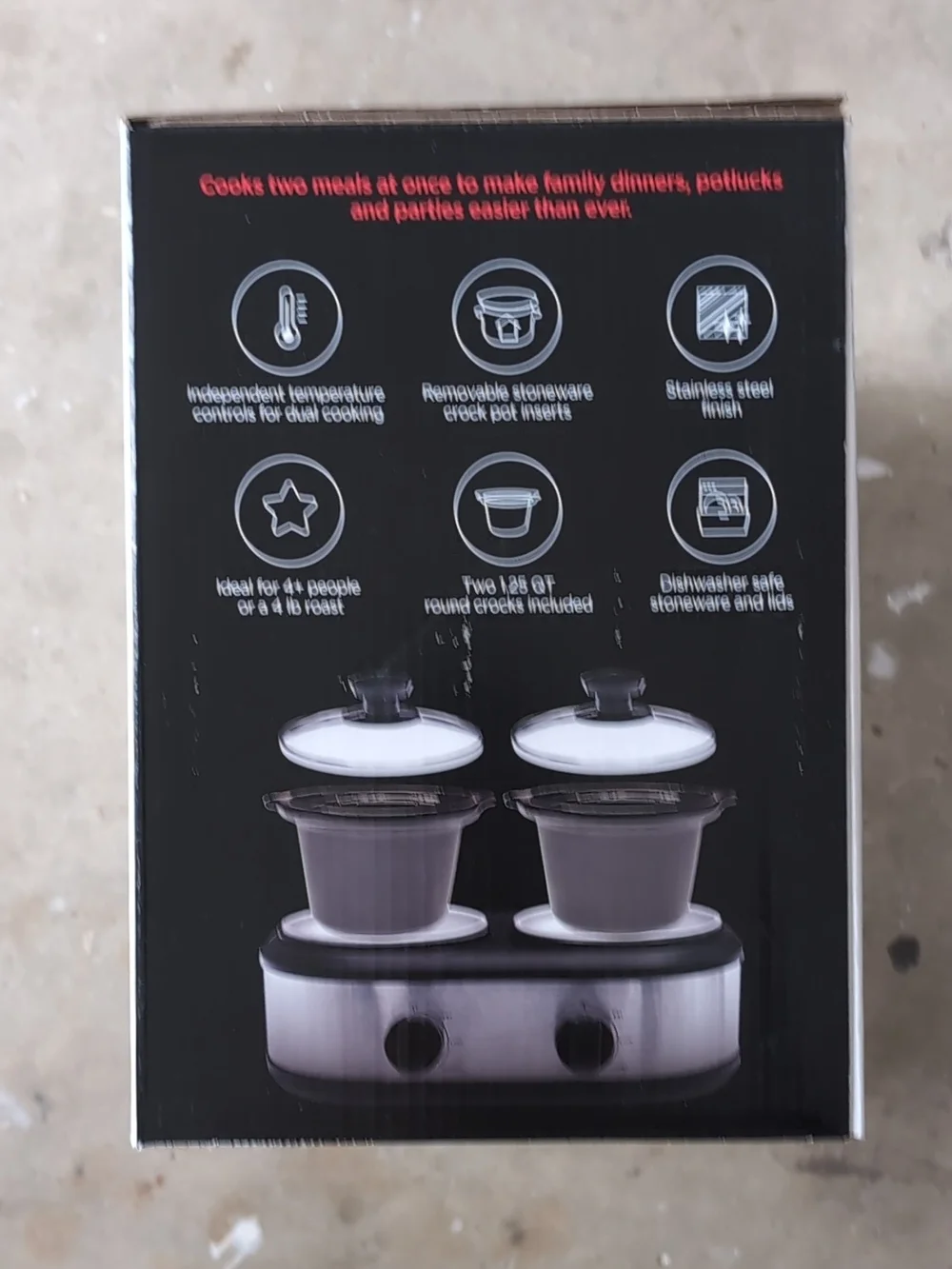 Chefman Silver Double Crock Slow Cooker & Buffet Server